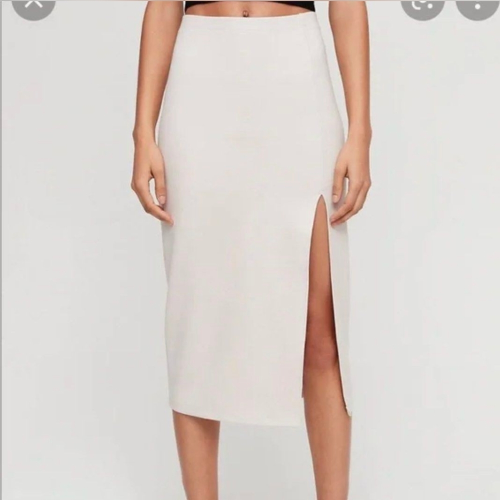 ARITZIA BABATON Midi Pencil Side Front Slit Skirt in Cream Bone Size 4 XS-Small
